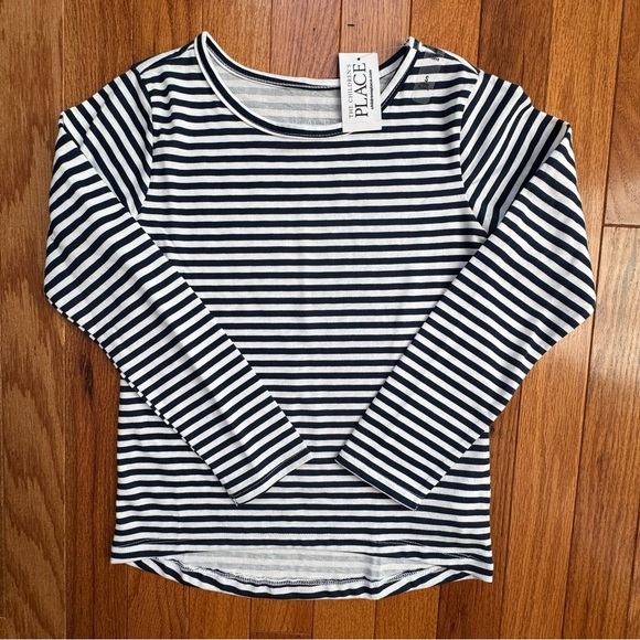 The Children’s Place Navy Blue & White Striped Long Sleeve Shirt - Picture 5 of 8